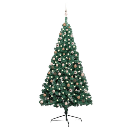 Artificial Half Pre-lit Christmas Tree with Ball Set Green 210 cm