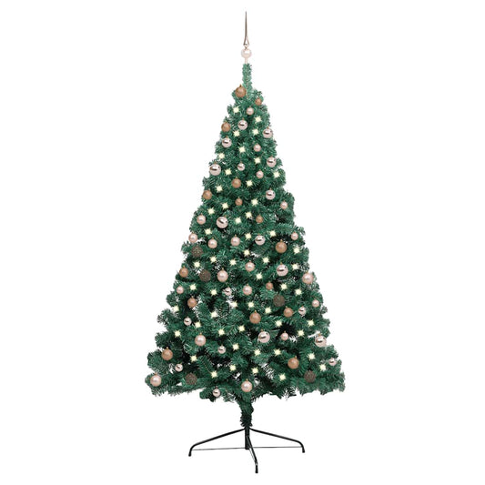 Artificial Half Pre-lit Christmas Tree with Ball Set Green 210 cm