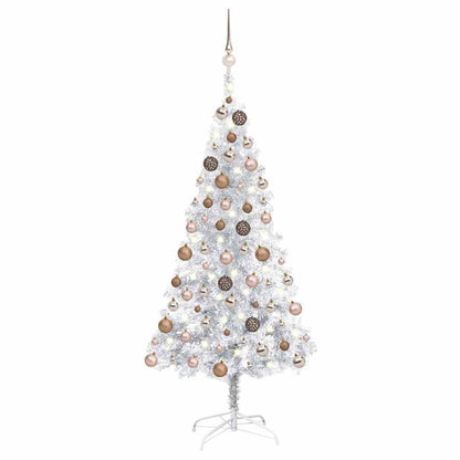Artificial Pre-lit Christmas Tree with Ball Set Silver 120 cm PET
