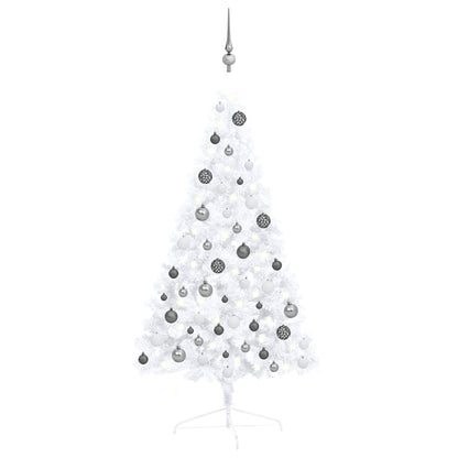 Artificial Half Pre-lit Christmas Tree with Ball Set White 120 cm