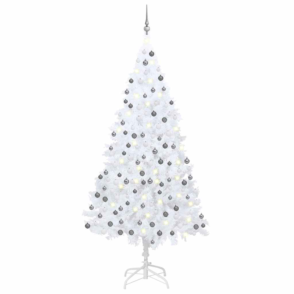Artificial Pre-lit Christmas Tree with Ball Set White 240 cm