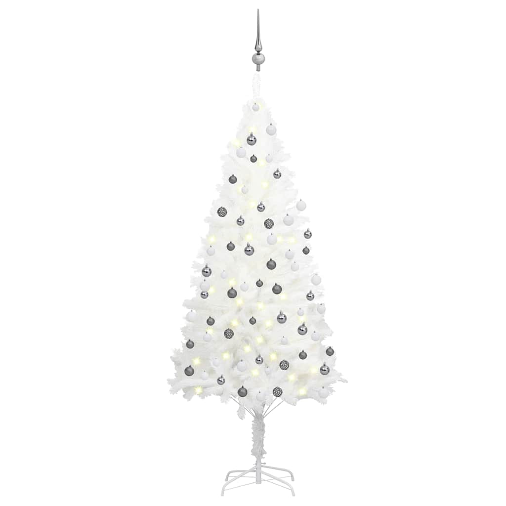 Artificial Pre-lit Christmas Tree with Ball Set White 180 cm