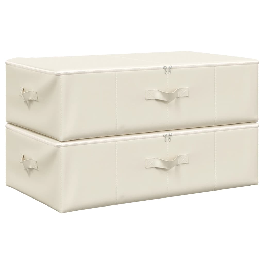 Storage Boxes 2 pcs Fabric 70x40x18 cm Cream