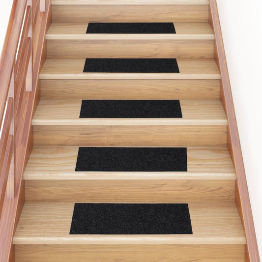Stair Mats Self-adhesive 15 pcs 60x25 cm Black Rectangular