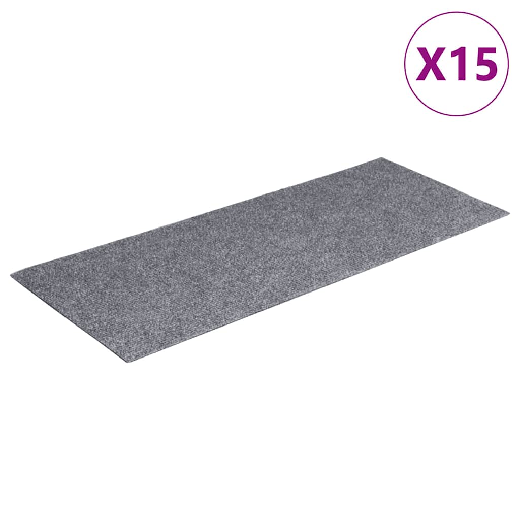 Stair Mats Self-adhesive 15 pcs 60x25 cm Light Grey Rectangular