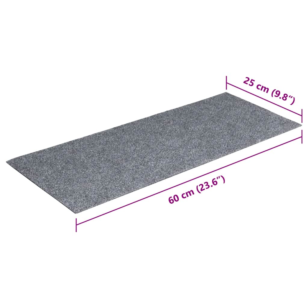 Stair Mats Self-adhesive 15 pcs 60x25 cm Light Grey Rectangular