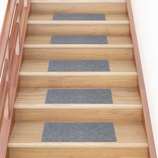 Stair Mats Self-adhesive 15 pcs 60x25 cm Light Grey Rectangular