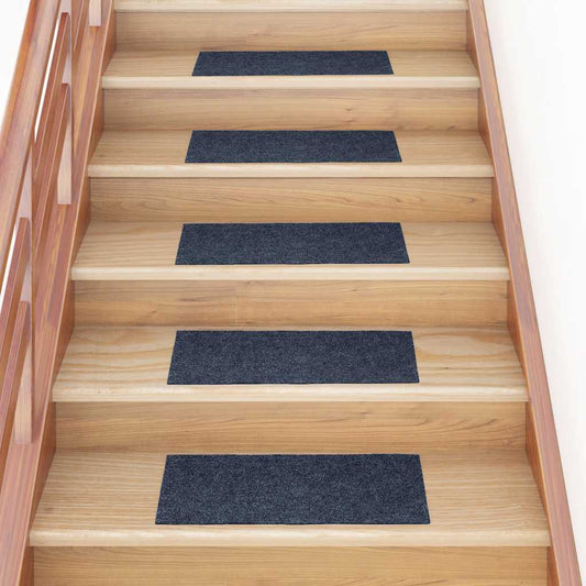 Stair Mats Self-adhesive 15 pcs 60x25 cm Grey Blue Rectangular