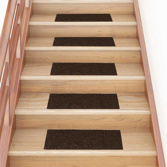 Stair Mats Self-adhesive 15 pcs 60x25 cm Brown Rectangular