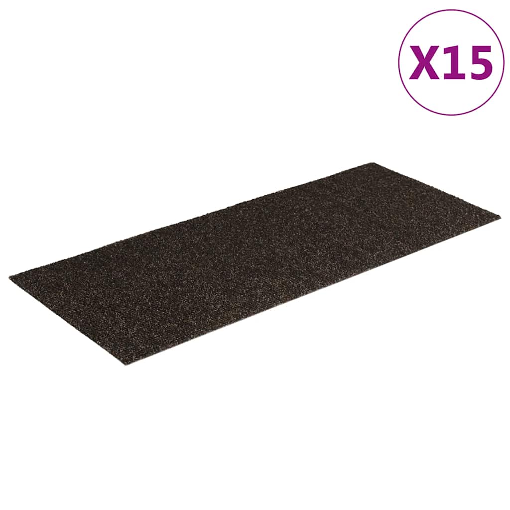 Stair Mats Self-adhesive 15 pcs 60x25 cm Dark Brown Rectangular