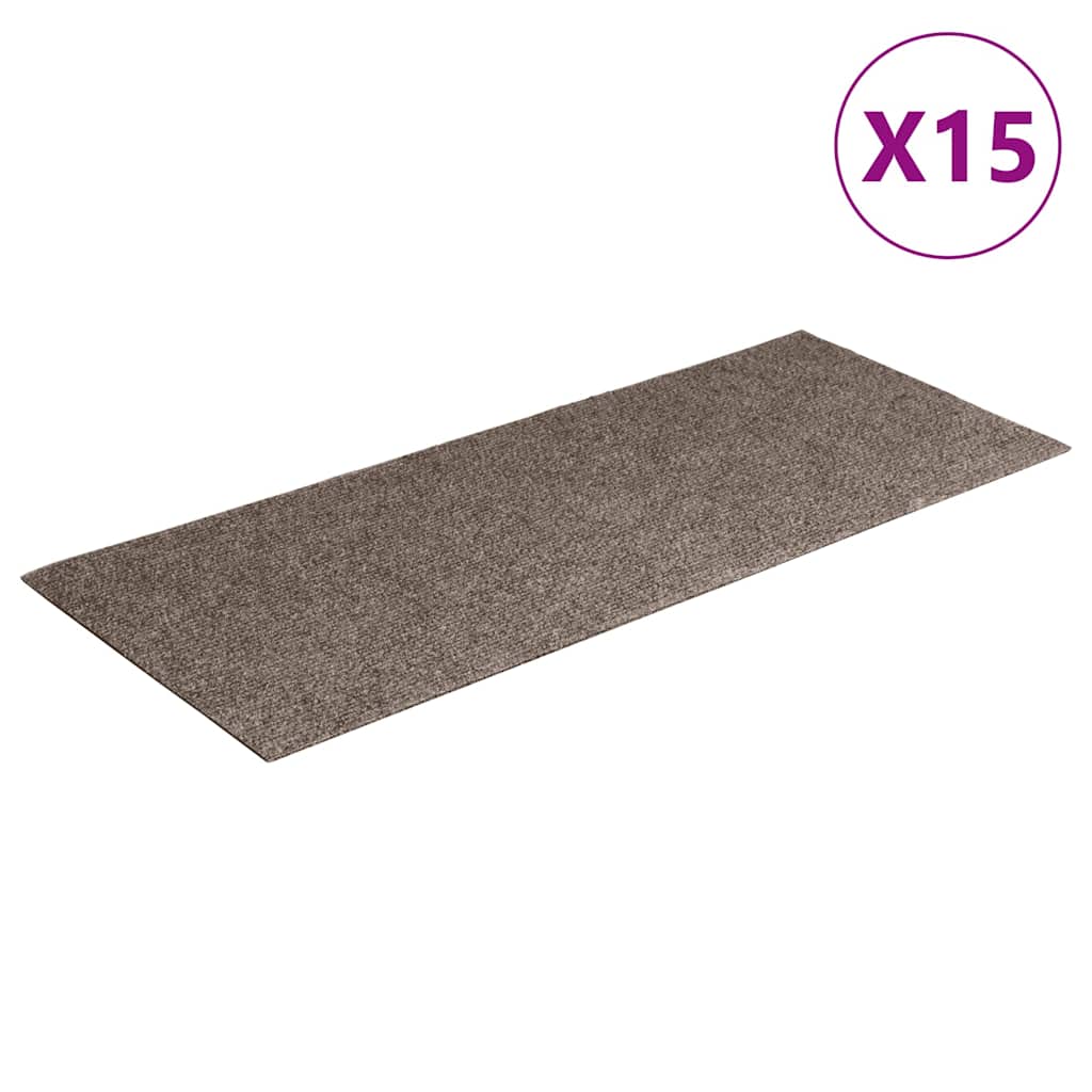 Stair Mats Self-adhesive 15 pcs 60x25 cm Beige Rectangular