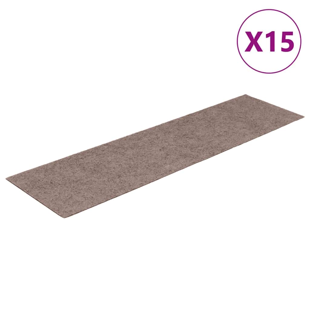 Stair Mats Self-adhesive 15 pcs 76x20 cm Light Brown Rectangular