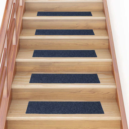 Stair Mats Self-adhesive 15 pcs 76x20 cm Grey Blue Rectangular