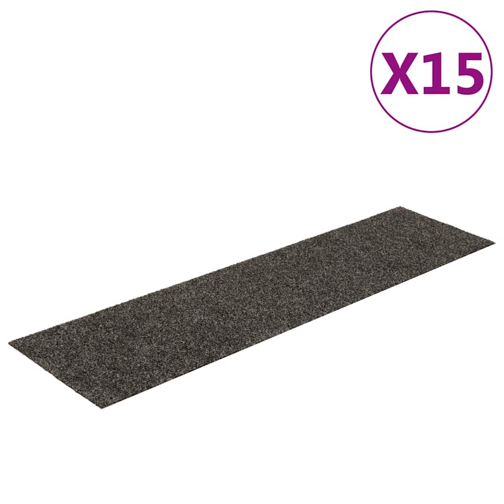 Stair Mats Self-adhesive 15 pcs 76x20 cm Anthracite Rectangular