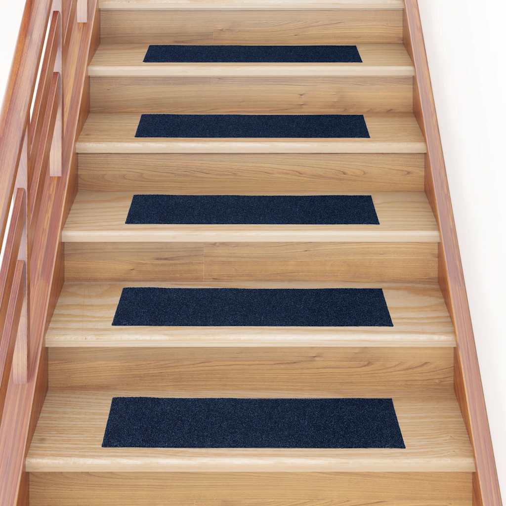 Stair Mats Self-adhesive 15 pcs 76x20 cm Navy Rectangular