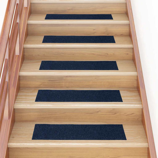 Stair Mats Self-adhesive 15 pcs 76x20 cm Navy Rectangular