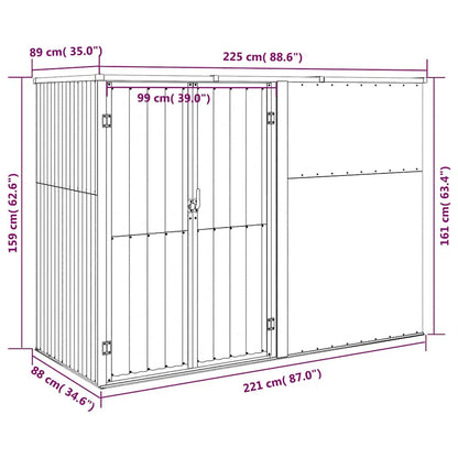 Garden Tool Shed Green 225x89x161 cm Galvanised Steel