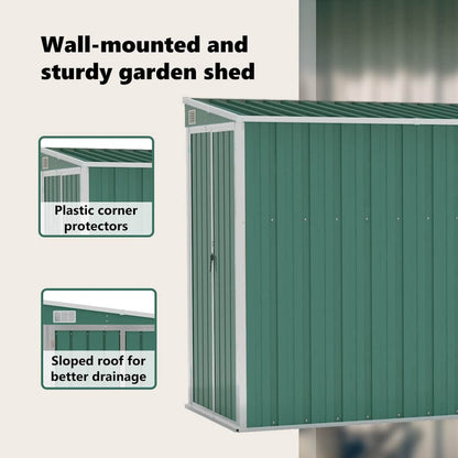 Wall-mounted Garden Shed Green 118x382x178 cm Galvanised Steel