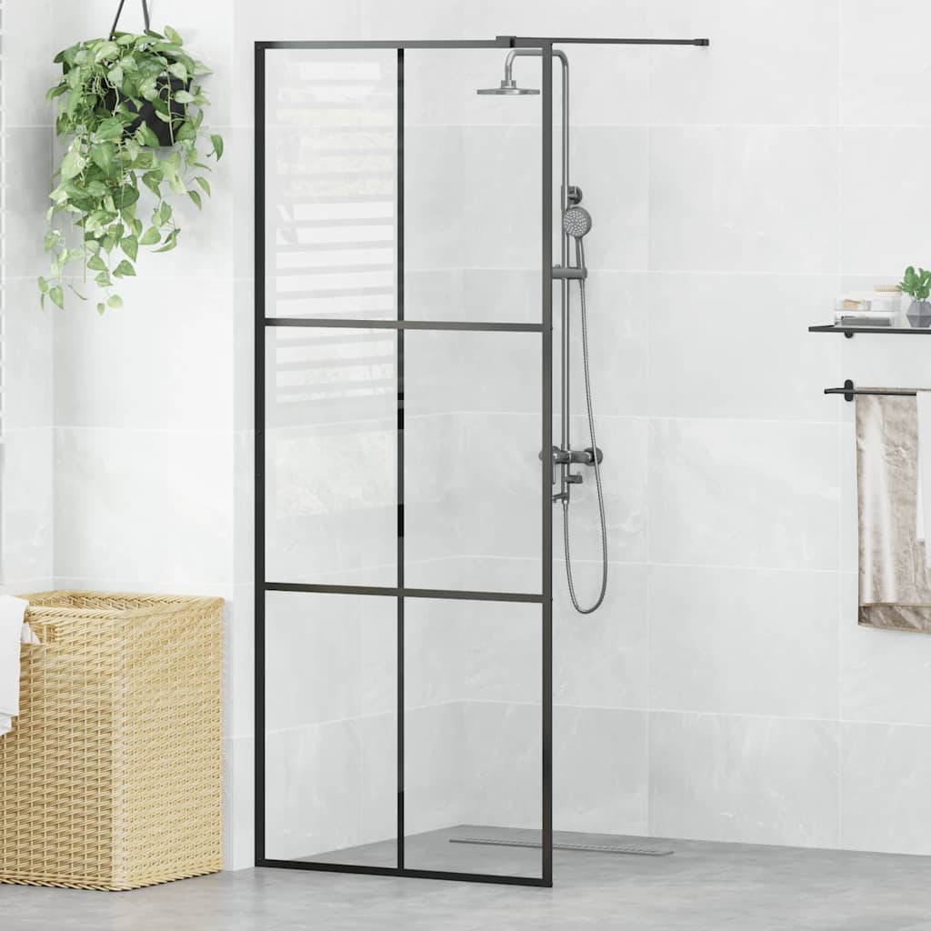 Walk-in Shower Wall with Clear ESG Glass 80x195 cm Black