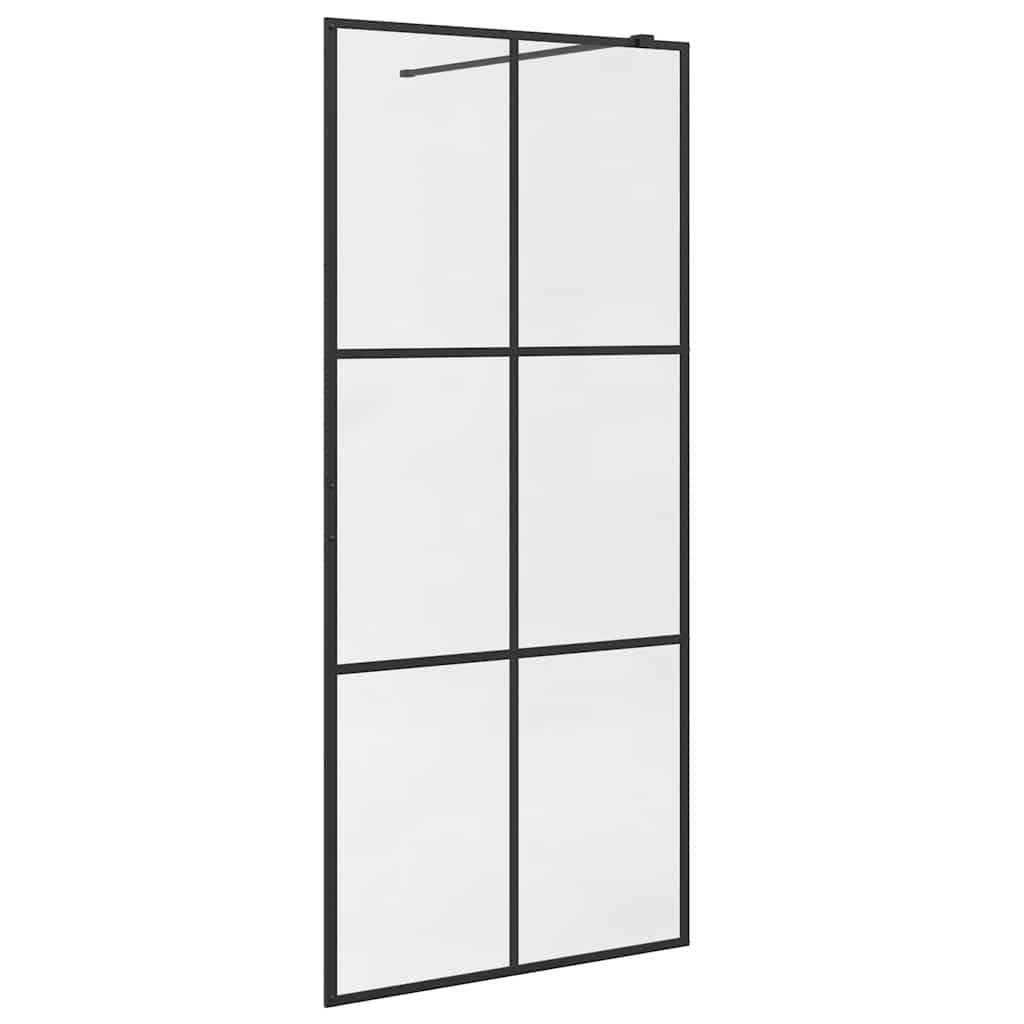 Walk-in Shower Wall with Clear ESG Glass 90x195 cm Black