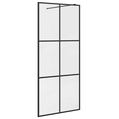 Walk-in Shower Wall with Clear ESG Glass 90x195 cm Black