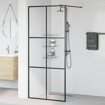 Walk-in Shower Wall with Clear ESG Glass 90x195 cm Black
