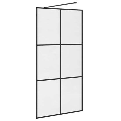 Walk-in Shower Wall with Clear ESG Glass 100x195 cm Black