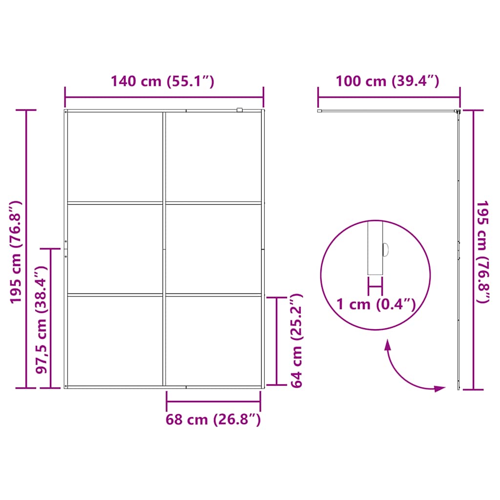 Walk-in Shower Wall with Clear ESG Glass 140x195 cm Black