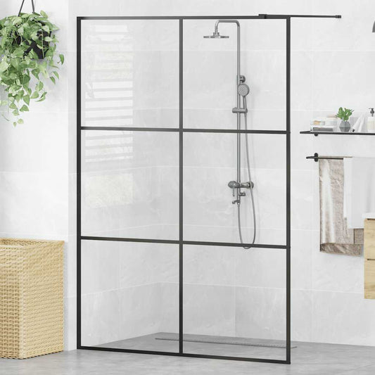 Walk-in Shower Wall with Clear ESG Glass 140x195 cm Black