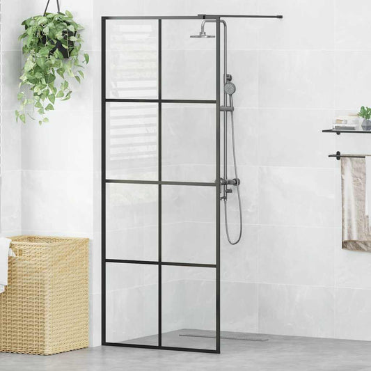 Walk-in Shower Wall with Clear ESG Glass 80x195 cm Black