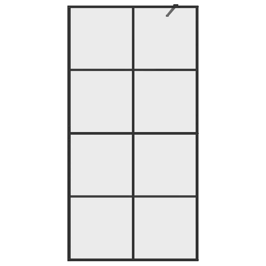 Walk-in Shower Wall with Clear ESG Glass 100x195 cm Black