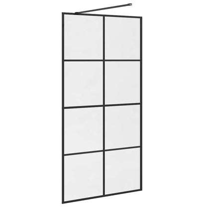 Walk-in Shower Wall with Clear ESG Glass 100x195 cm Black