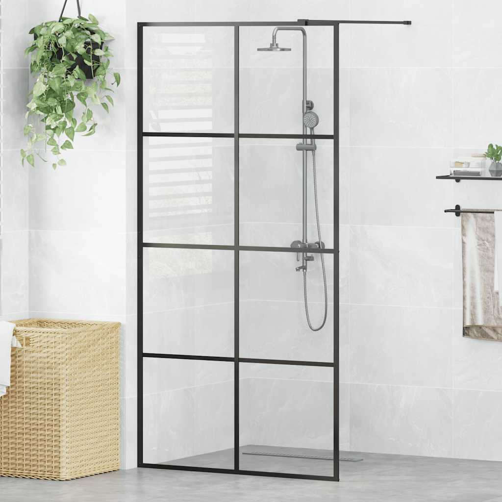 Walk-in Shower Wall with Clear ESG Glass 100x195 cm Black
