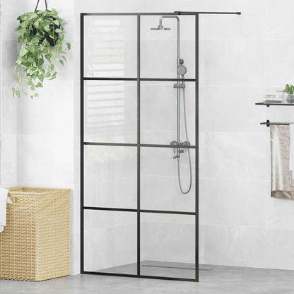 Walk-in Shower Wall with Clear ESG Glass 100x195 cm Black