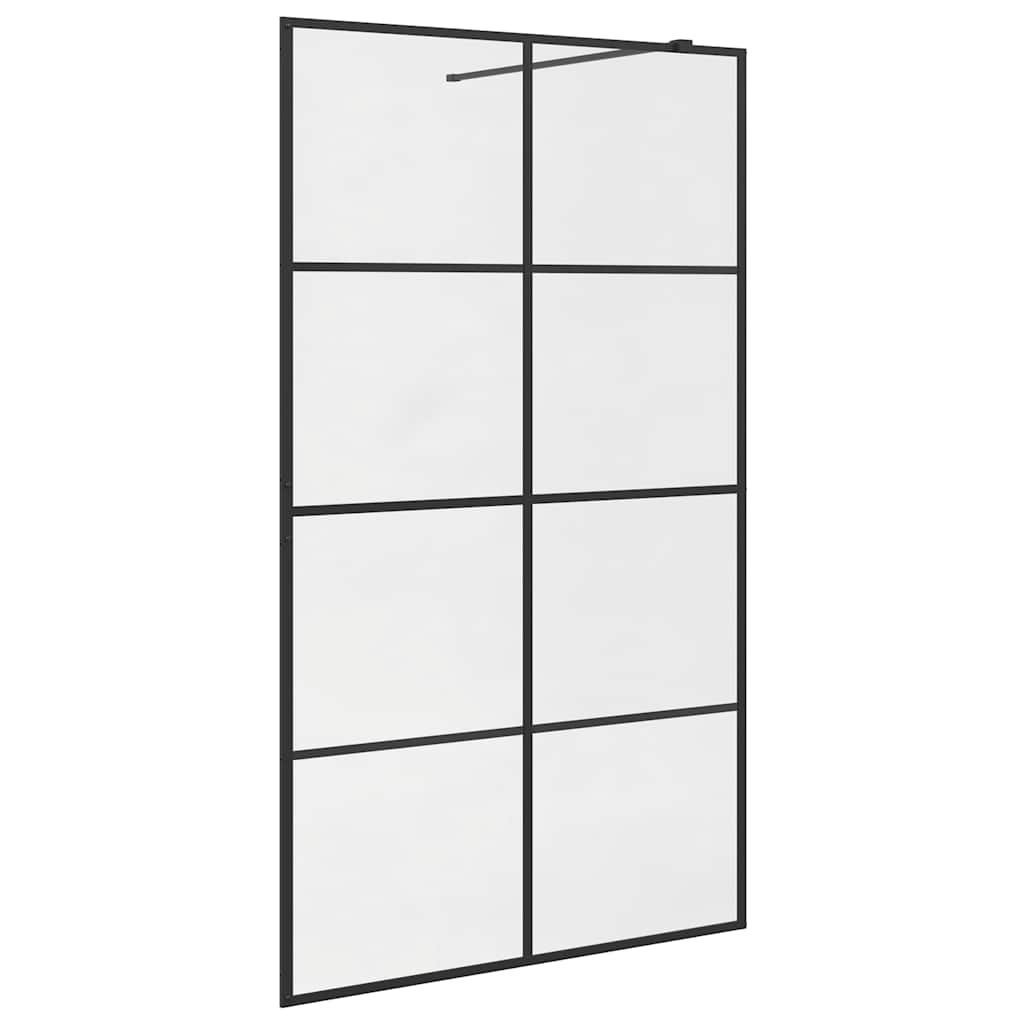 Walk-in Shower Wall with Clear ESG Glass 115x195 cm Black