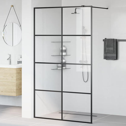 Walk-in Shower Wall with Clear ESG Glass 115x195 cm Black