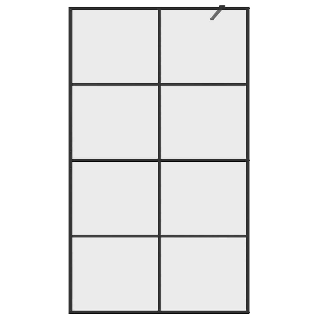 Walk-in Shower Wall with Clear ESG Glass 115x195 cm Black