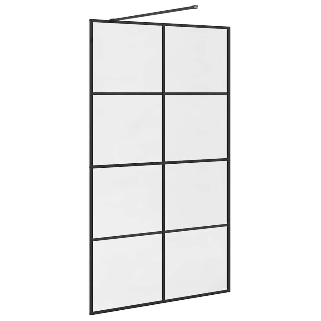 Walk-in Shower Wall with Clear ESG Glass 115x195 cm Black