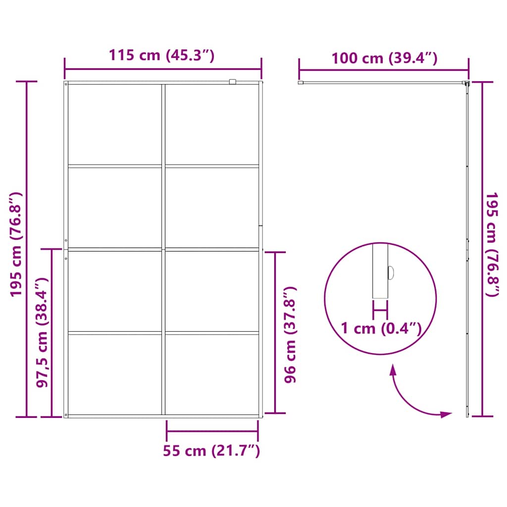 Walk-in Shower Wall with Clear ESG Glass 115x195 cm Black