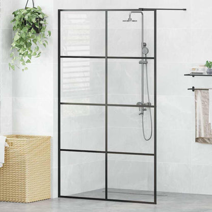 Walk-in Shower Wall with Clear ESG Glass 115x195 cm Black