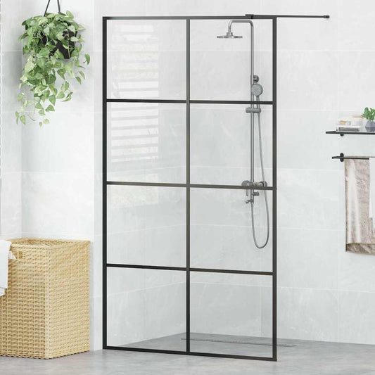 Walk-in Shower Wall with Clear ESG Glass 115x195 cm Black