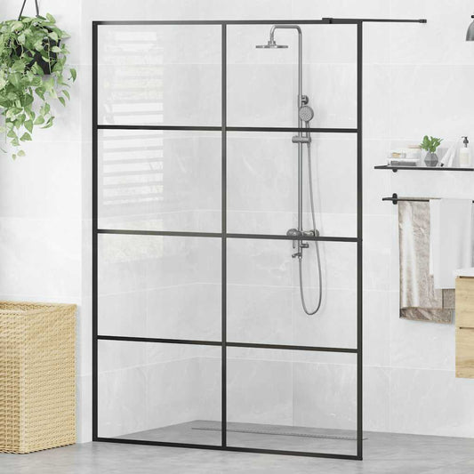Walk-in Shower Wall with Clear ESG Glass 140x195 cm Black