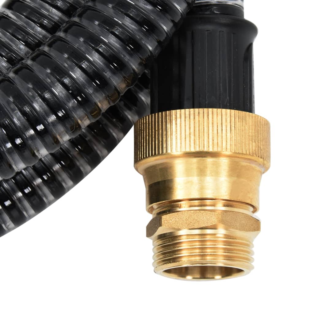Suction Hose with Brass Connectors Black 1.1" 4 m PVC