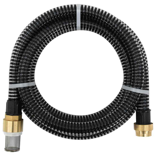 Suction Hose with Brass Connectors Black 1.1" 25 m PVC