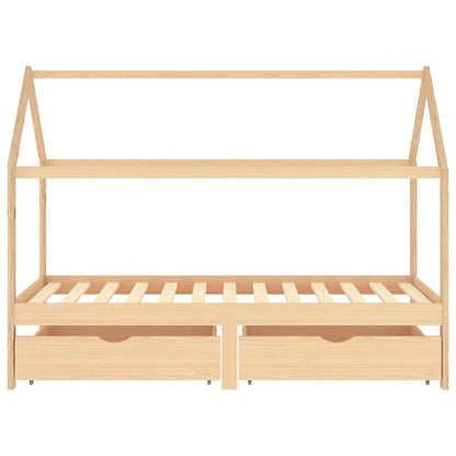 Kids Bed Frame with Drawers Solid Pine Wood 90x200 cm