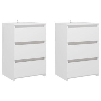 Bed Cabinets 2 pcs White 40x35x62.5 cm Engineered Wood