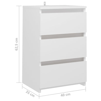 Bed Cabinets 2 pcs White 40x35x62.5 cm Engineered Wood
