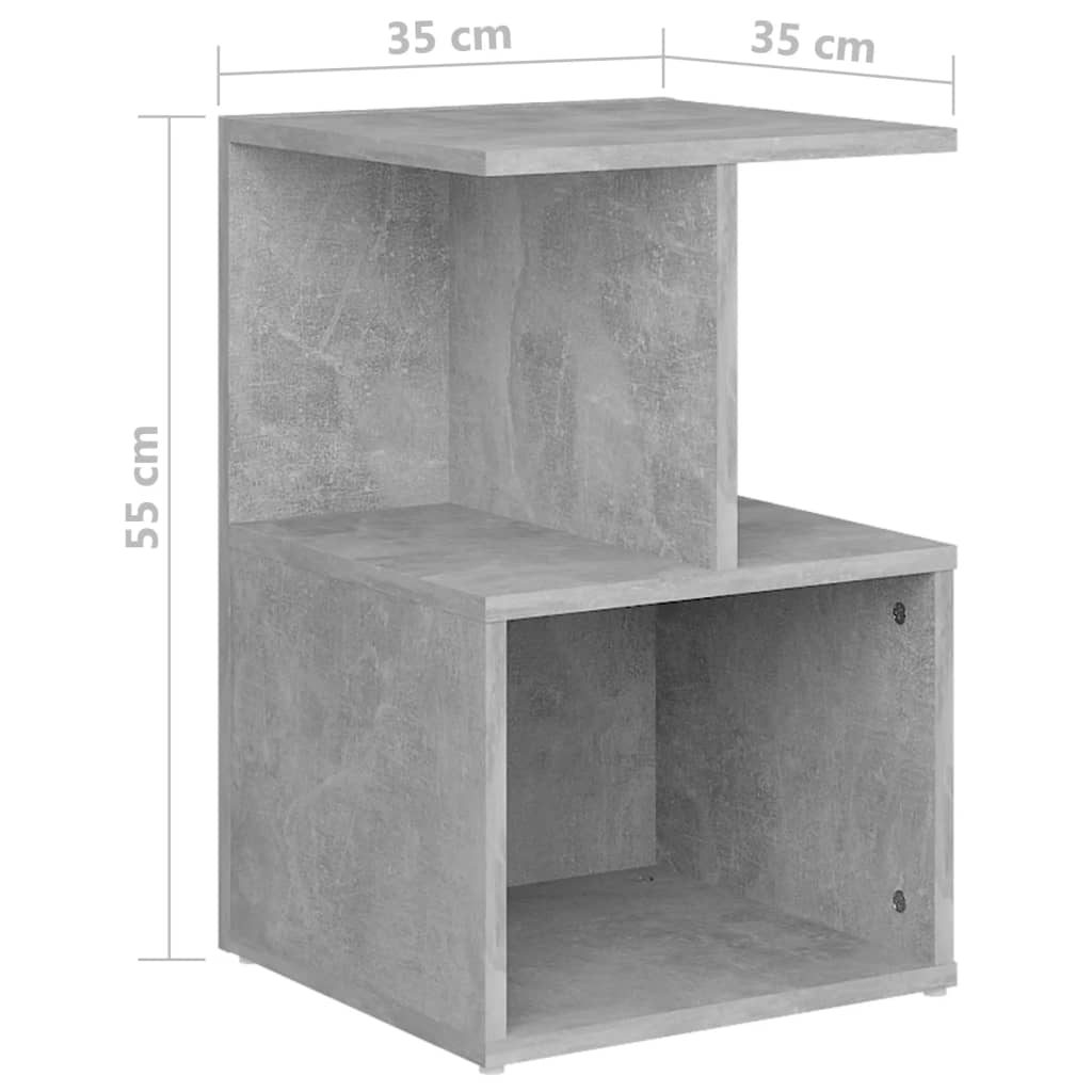 Bedside Cabinet Concrete Grey 35x35x55 cm Engineered Wood