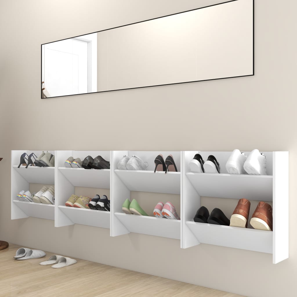 Wall Shoe Cabinets 4 pcs White 60x18x60 cm Engineered Wood