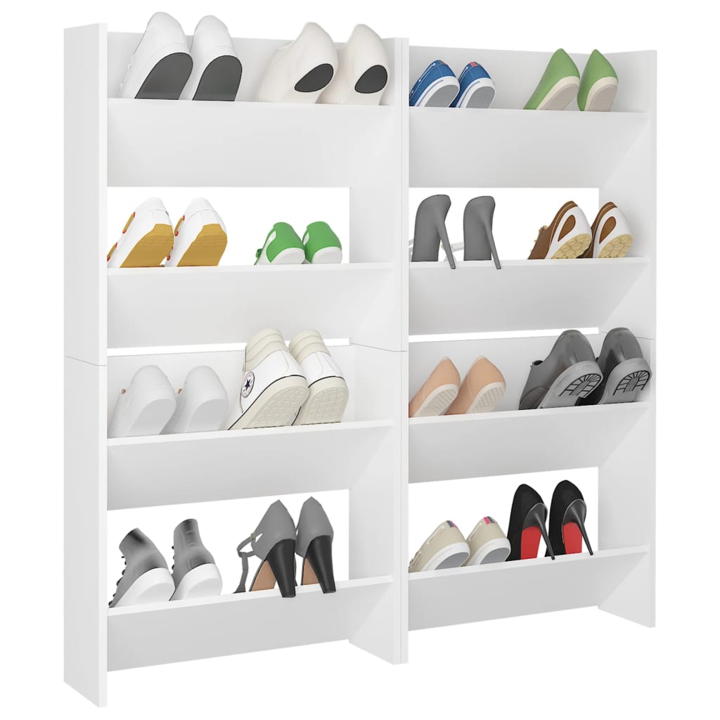 Wall Shoe Cabinets 4 pcs White 60x18x60 cm Engineered Wood